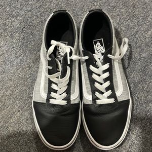 Black leather and grey vans